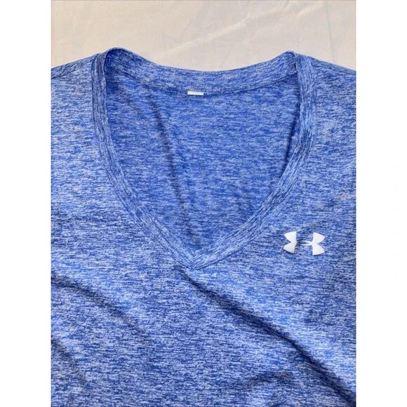 Girls Under Armour V-Neck T-Shirt Blue Marbled Sz L/XL - Picture 6 of 11